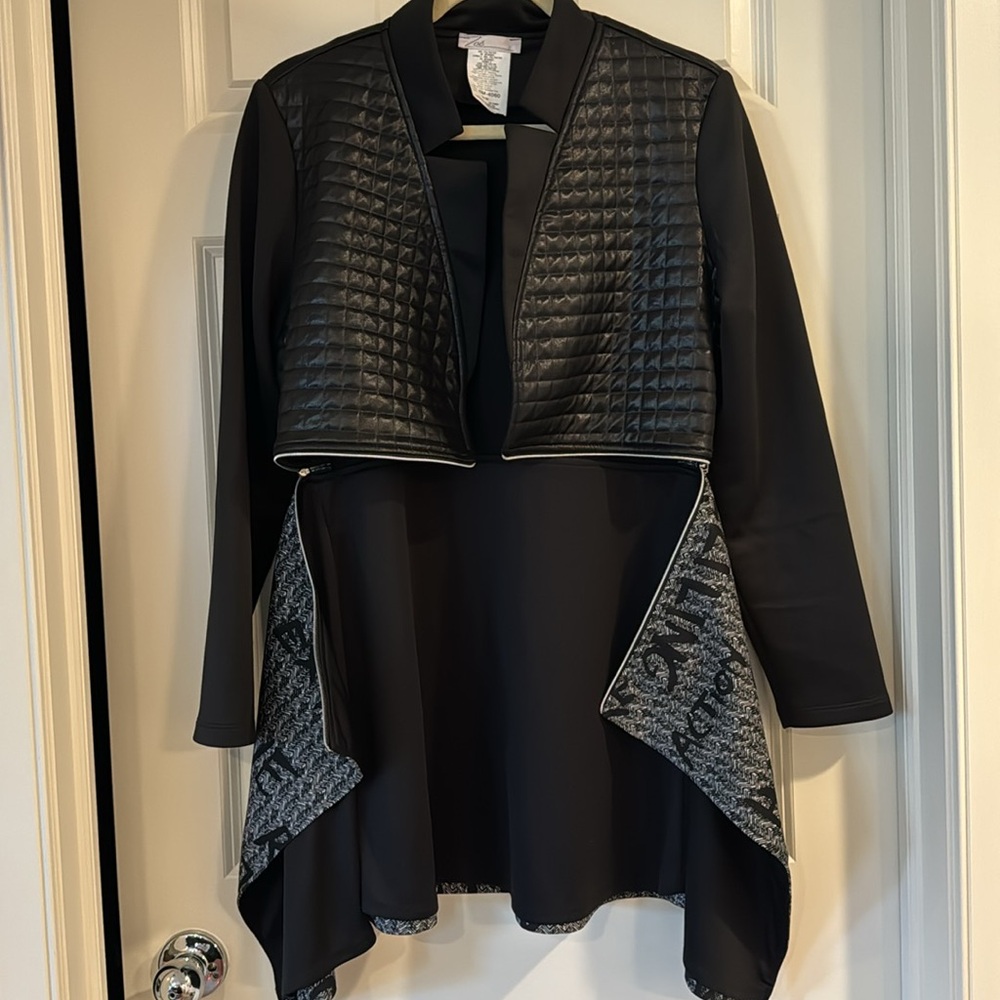 Black Quilted & Patterned Longline Blazer Jacket - Picture 6 of 8